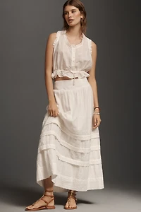 By Anthropologie Sleeveless Mixed Lace Top