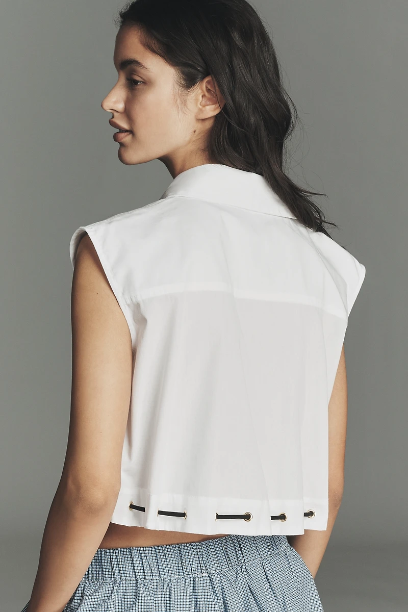 Maeve Cinched Crop Buttondown Top