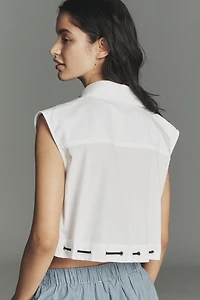 Maeve Cinched Crop Buttondown Top