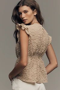 Pilcro Flutter-Sleeve Buttondown Shirt