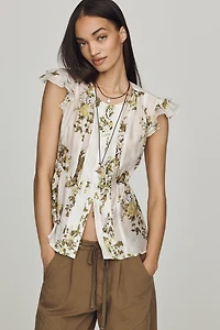 By Anthropologie Flutter-Sleeve Blouse