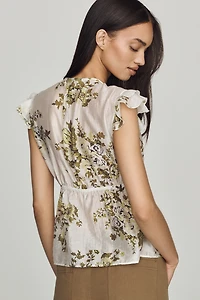 By Anthropologie Flutter-Sleeve Blouse