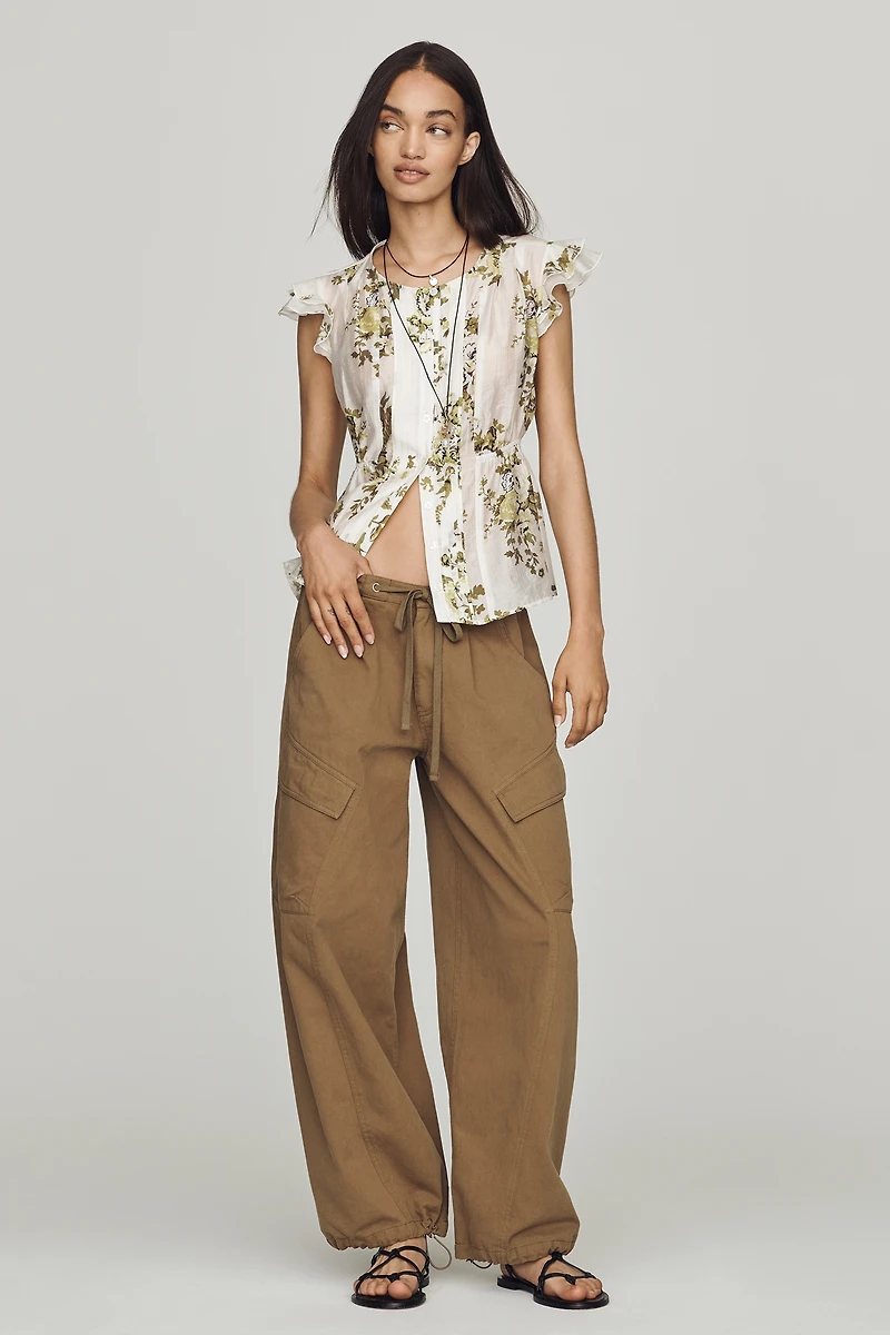 By Anthropologie Flutter-Sleeve Blouse