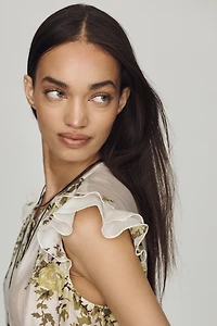 By Anthropologie Flutter-Sleeve Blouse
