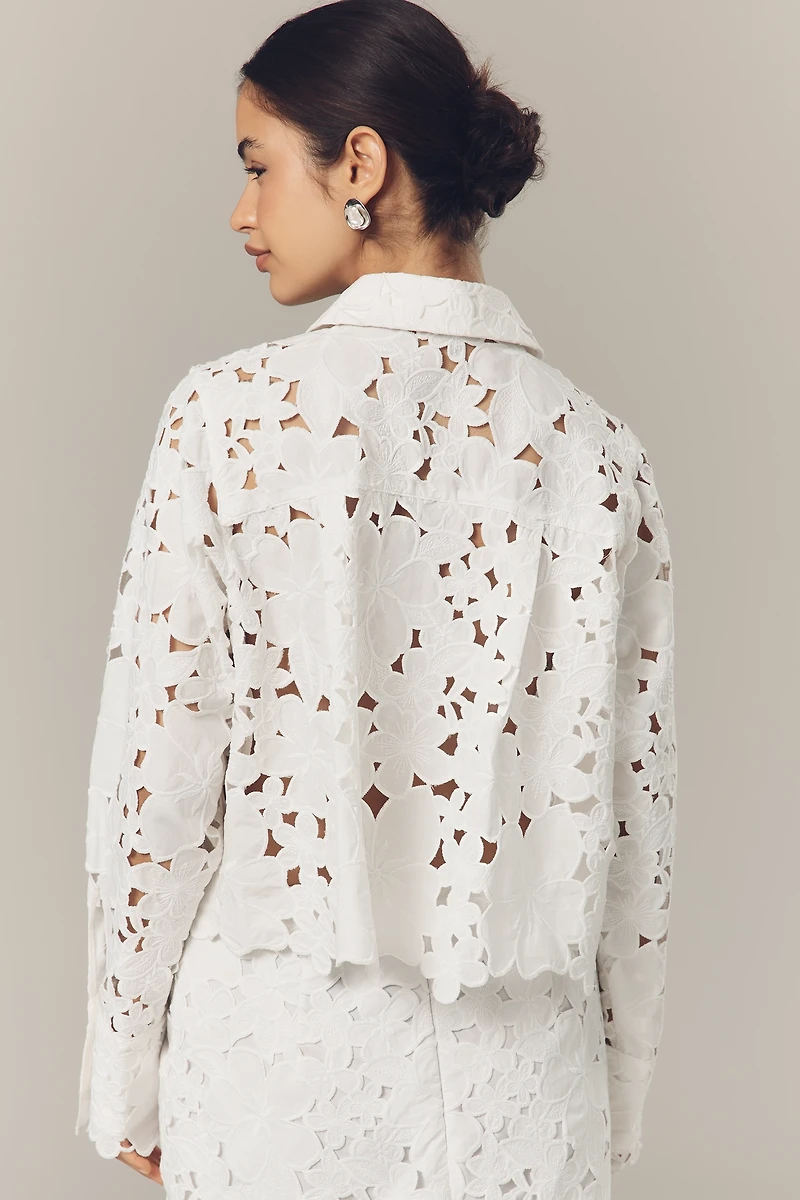 Endless Rose Long-Sleeve Lace Buttondown Blouse