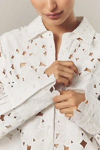 Endless Rose Long-Sleeve Lace Buttondown Blouse