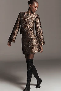 English Factory Bell-Sleeve Zebra Print Top