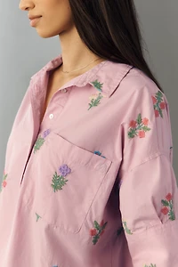 Mabel Boxy Embroidered Oxford Shirt by Maeve