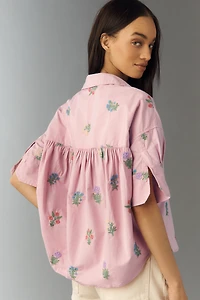 Mabel Boxy Embroidered Oxford Shirt by Maeve