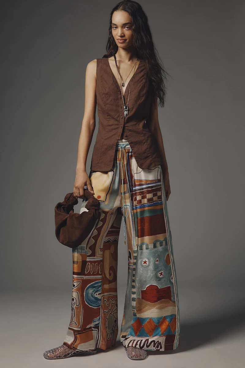 By Anthropologie Linen Blend Long Vest