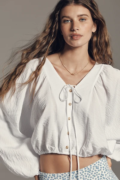 By Anthropologie Textured Long-Sleeve Batwing Blouse