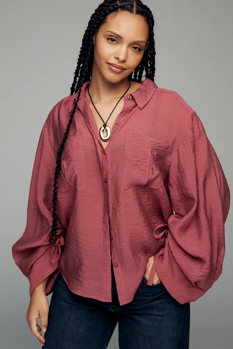 By Anthropologie Wide-Sleeve Buttondown Top