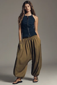 Pilcro Sleeveless Zip-Front Denim Top