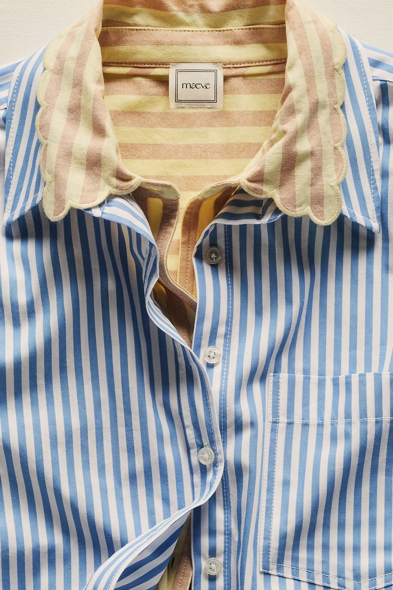 Mabel Boxy Oxford Scalloped Shirt by Maeve