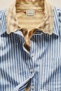 Mabel Boxy Oxford Scalloped Shirt by Maeve