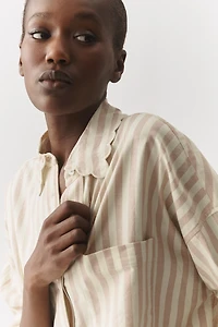 Mabel Boxy Oxford Scalloped Shirt by Maeve