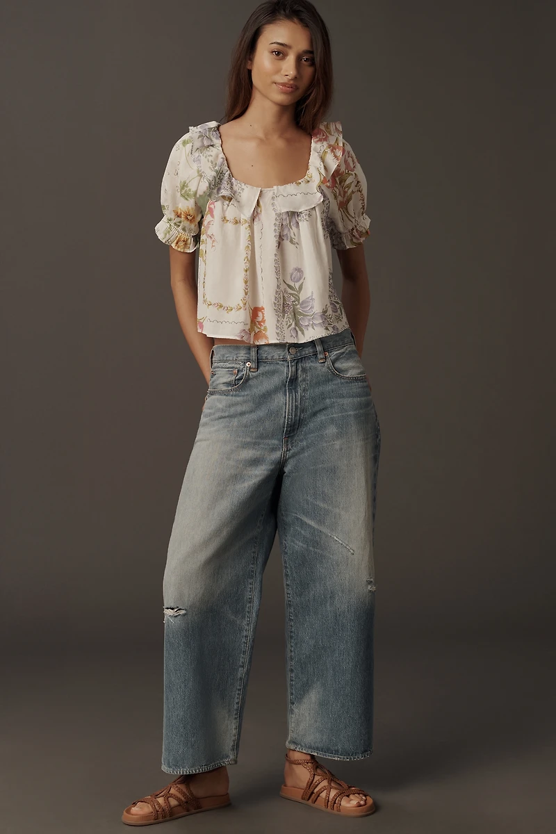 By Anthropologie Puff-Sleeve Collared Blouse