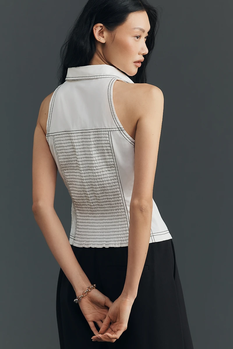 Pilcro Contrast Stitch Sleeveless Top