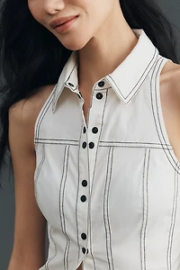 Pilcro Contrast Stitch Sleeveless Top