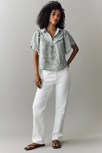Pilcro Embroidered Eyelet Buttondown Shirt