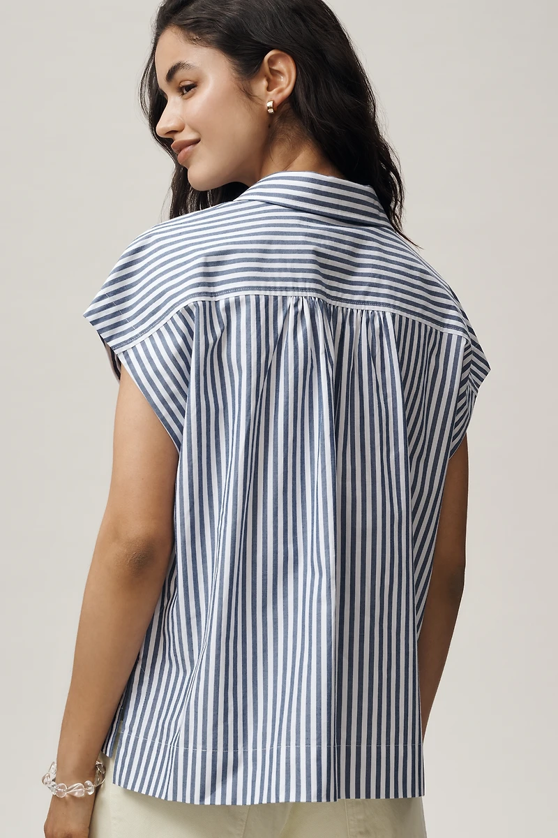 Maeve 100% Cotton Sleeveless Buttondown Shirt