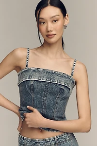 Pilcro Denim Paneled Top