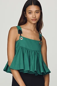 Maeve Strap Detail Peplum Swing Top