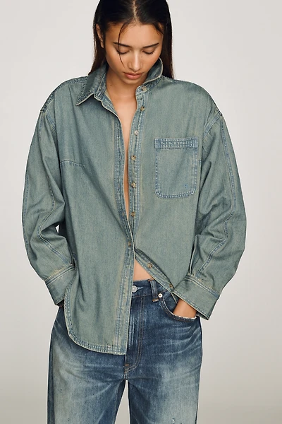 Pilcro Cotton Denim Buttondown Shirt