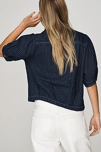 Pilcro 100% Cotton Denim Puff-Sleeve Top