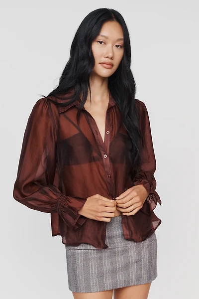 By Anthropologie Sheer Buttondown Blouse