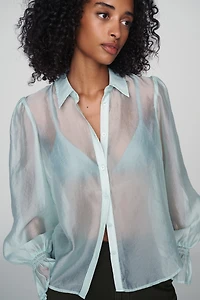 By Anthropologie Sheer Buttondown Blouse