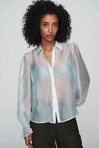 By Anthropologie Sheer Buttondown Blouse