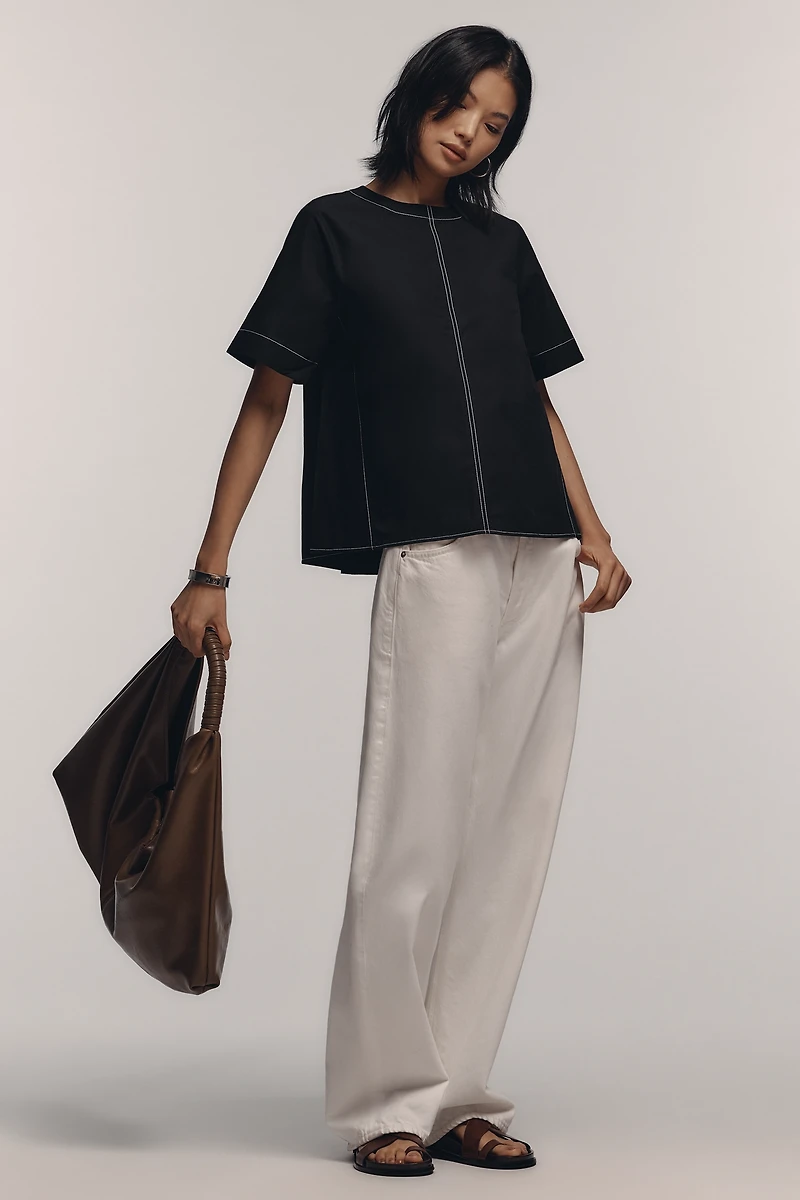 The Emmy Short-Sleeve Swing Blouse by Maeve