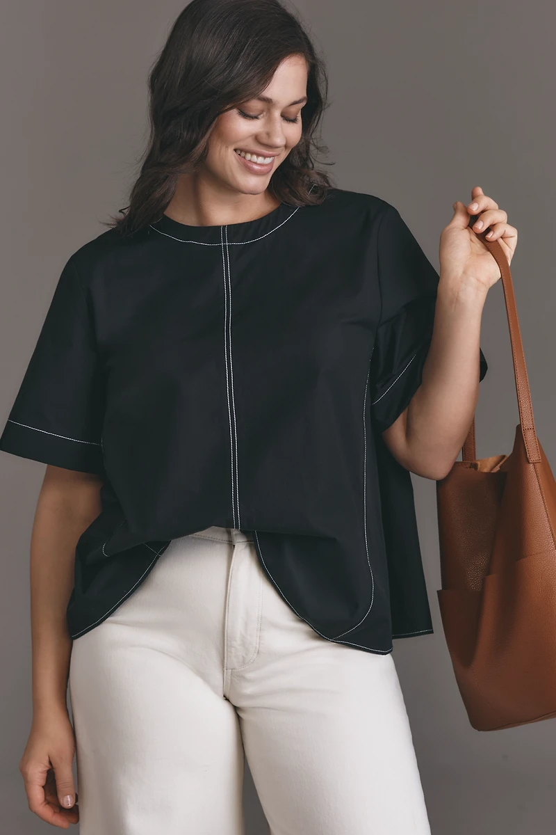 The Emmy Short-Sleeve Swing Blouse by Maeve