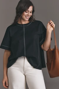 The Emmy Short-Sleeve Swing Blouse by Maeve
