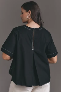 The Emmy Short-Sleeve Swing Blouse by Maeve