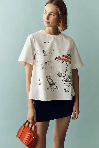 The Emmy Short-Sleeve Swing Blouse by Maeve