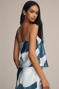 By Anthropologie Silky Waves Strapless Woven Blouse