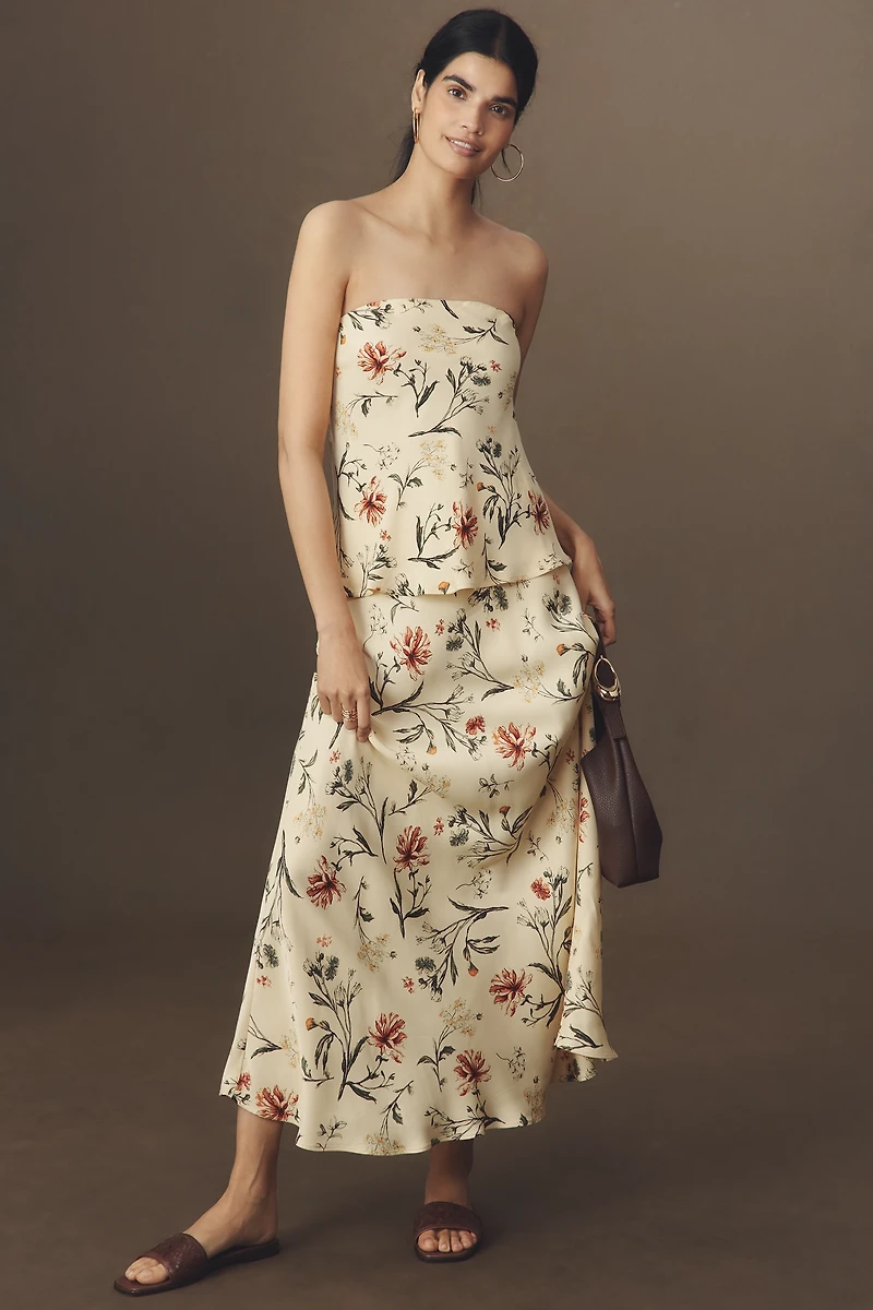 By Anthropologie Silky Waves Strapless Woven Blouse