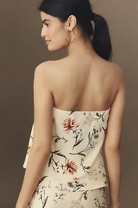By Anthropologie Silky Waves Strapless Woven Blouse
