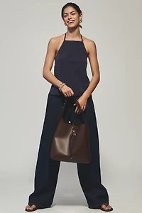 Maeve Linen Blend Square-Neck Halter Top