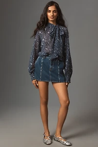By Anthropologie Organza Tie-Neck Blouse