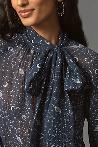 By Anthropologie Organza Tie-Neck Blouse