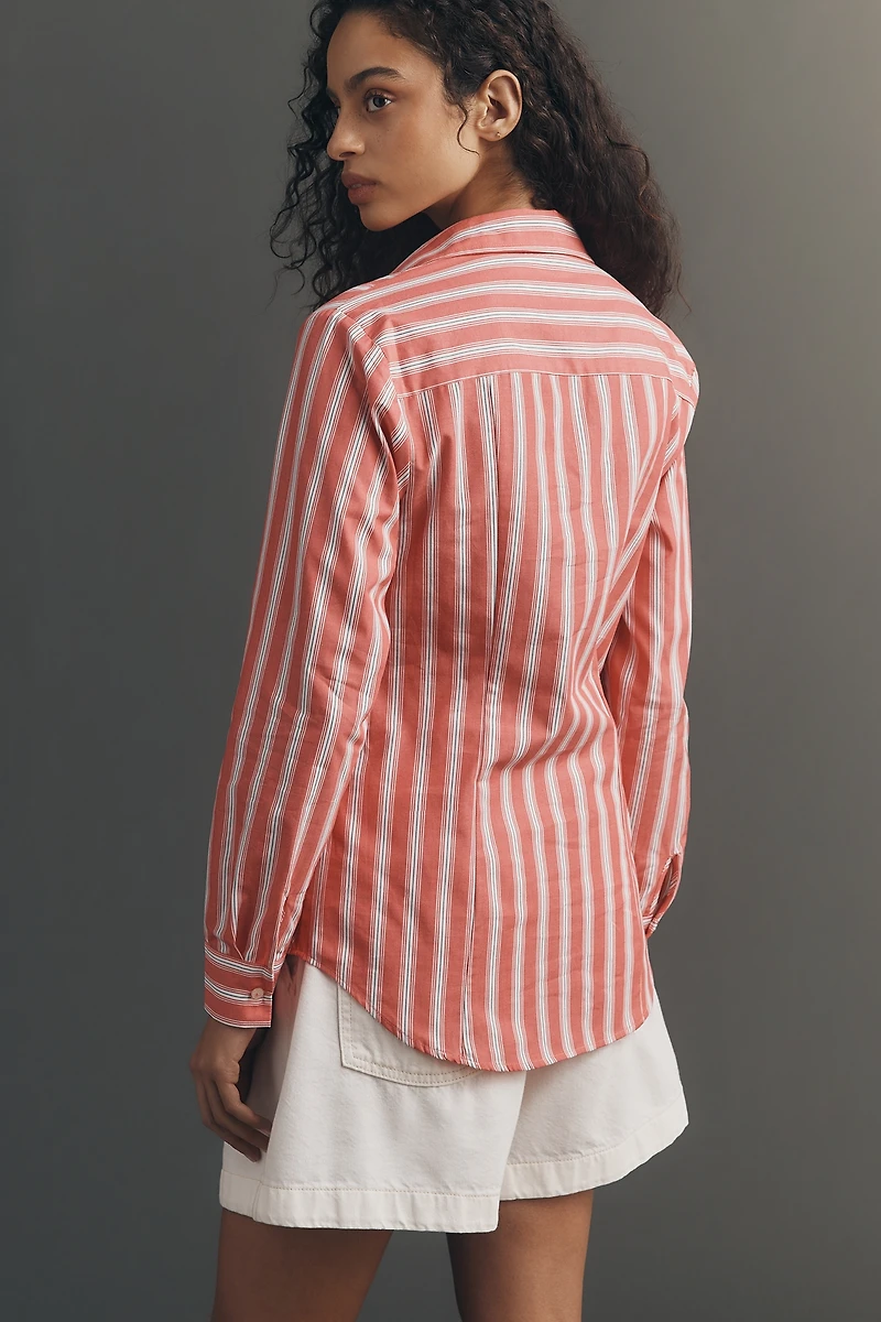Maeve Bow Long-Sleeve Buttondown Top