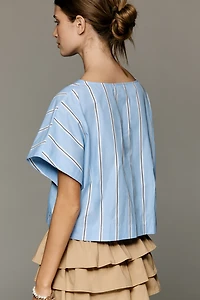 Maeve Cotton Short-Sleeve Crew-Neck Top