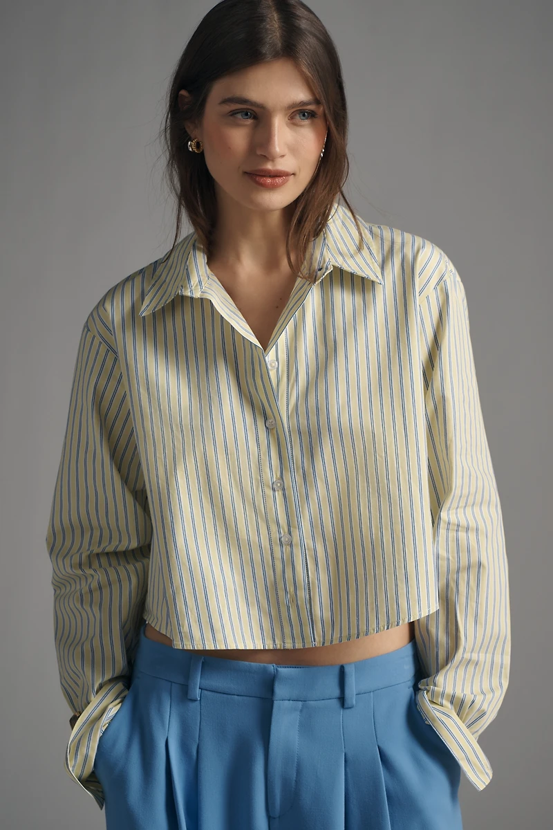 Maeve Cropped Long-Sleeve Buttondown Shirt