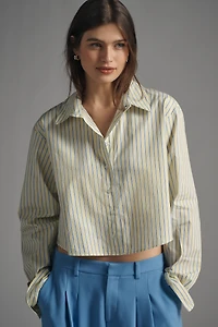 Maeve Cropped Long-Sleeve Buttondown Shirt
