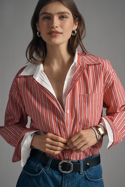The Double-Layered Shrunken Bennet Buttondown Shirt by Maeve
