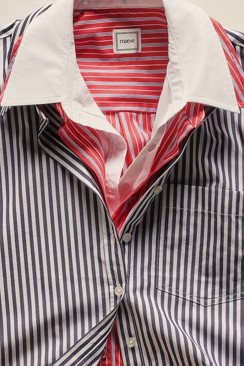 The Double-Layered Shrunken Bennet Buttondown Shirt by Maeve