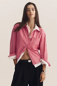 The Double-Layered Shrunken Bennet Buttondown Shirt by Maeve